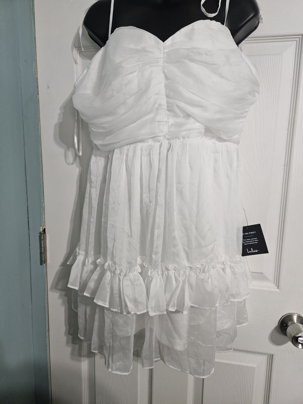 Lulu's White Ruffled Tiered Sundress with Spaghetti Straps